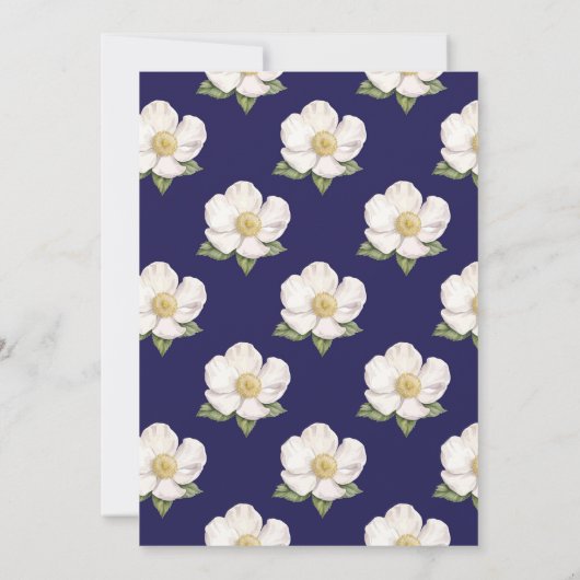 Bewaar de datum Navy Blue Cream Bloemenbruiloft Save The Date (Achterkant)