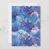 Bewaar de datum Navy Blue Gold Inky Invitation Kaart (Achterkant)