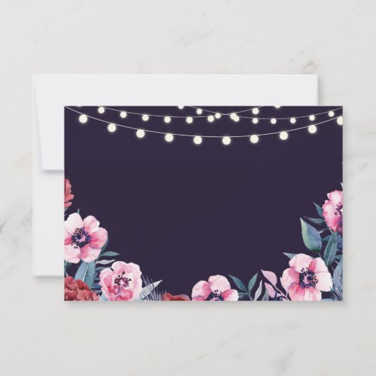 Bewaar de datum Navy Roze Burgundy Bloemen Uitnodi Save The Date (Achterkant)