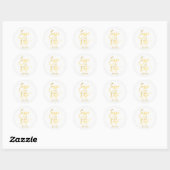 Bewaar de datum Nep goud folie Moderne script favo Ronde Sticker (Vel)