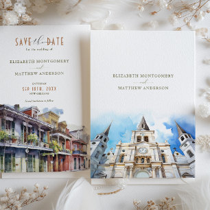 Bewaar de datum New Orleans French Quarter Cathedr Kaart