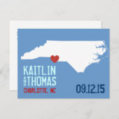 Bewaar de datum - - North Carolina Aankondigingskaart (Voorkant / Achterkant)