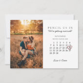 Bewaar de datum nov 2021 Maandkalender Roze Hart Feestdagenkaart (Voorkant)