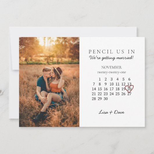 Bewaar de datum nov 2021 Maandkalender Roze Hart Feestdagenkaart (Voorkant)