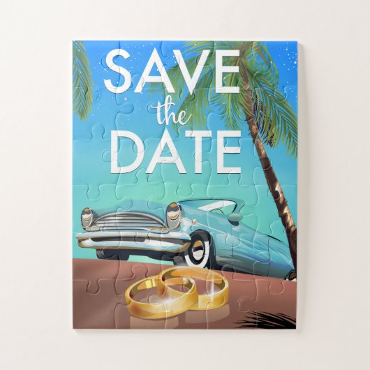 Bewaar de datum oldtimer en trouwringen. legpuzzel (Verticaal)