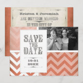 Bewaar de datum - Ombre Chevron Streep Zig Zag Fot Kaart (Voorkant / Achterkant)