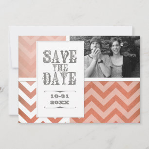 Bewaar de datum - Ombre Chevron Streep Zig Zag Fot Kaart