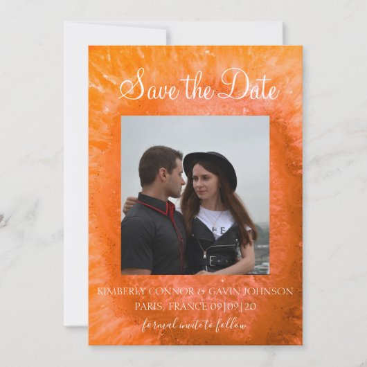 Bewaar de datum |Oranje agaat slice Save The Date (Voorkant)
