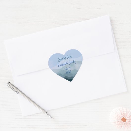 Bewaar de datum Outdoor Mountain aanpassen Hart Sticker (Envelop)