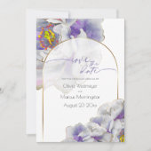 Bewaar de datum Paarse Exotische Bloemen Kaart (Voorkant)