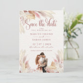 Bewaar de datum Pampas gras gedroogde bloemen Kaart (Staand voorkant)