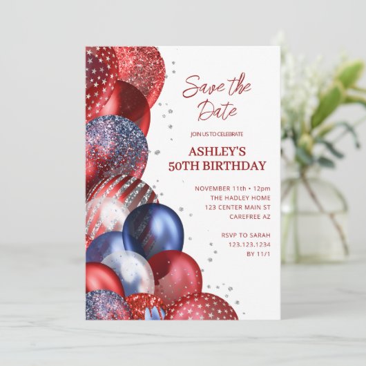 Bewaar de datum patriottische 50e verjaardag kaart (Staand voorkant)