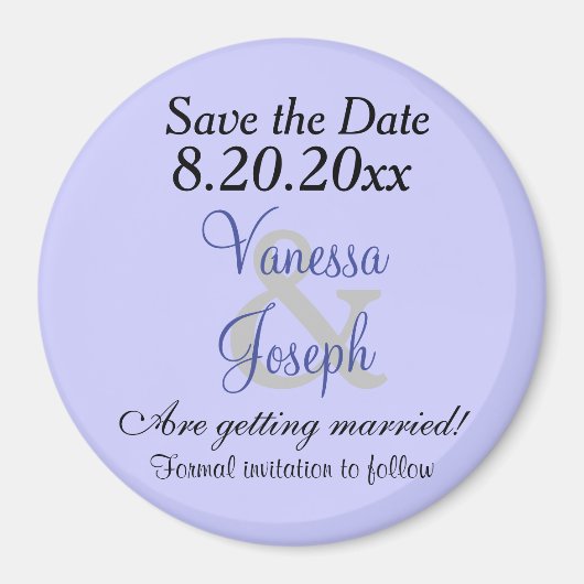 Bewaar de datum periwinkle magneet (Voorkant)