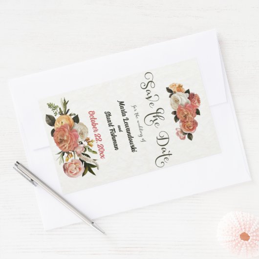 Bewaar de datum Persoonlijke Mimosa Bloem Rechthoekige Sticker (Envelop)