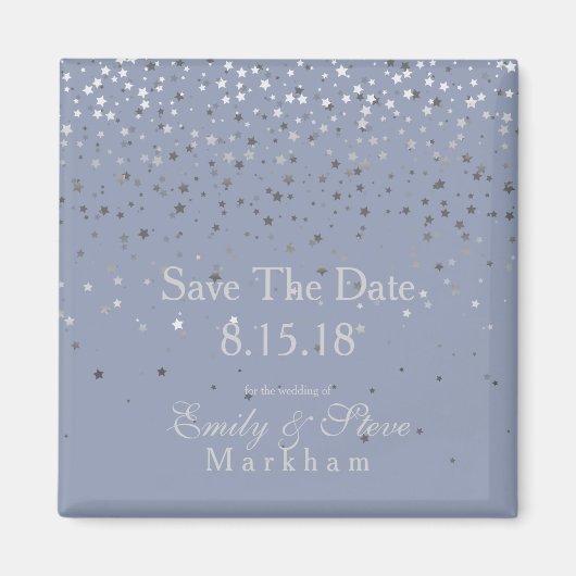 Bewaar de datum Petite Silver Stars Magnet-DSTY Bl Magneet (Voorkant)