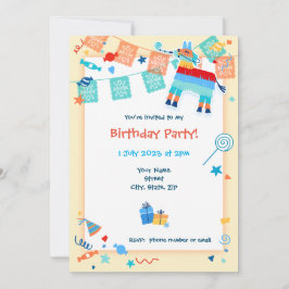 Bewaar de datum Pinata Verjaardag Uitnodiging