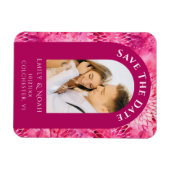 Bewaar de datum Pink Dahlia Waterverf Floral Magneet (Horizontaal)