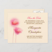 Bewaar de datum Pink Flowers briefkaarten (Voorkant / Achterkant)