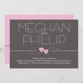 Bewaar de datum Pink Hearts Save The Date (Voorkant / Achterkant)