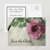 Bewaar de datum Pink Rose Briefkaart (Voorkant / Achterkant)