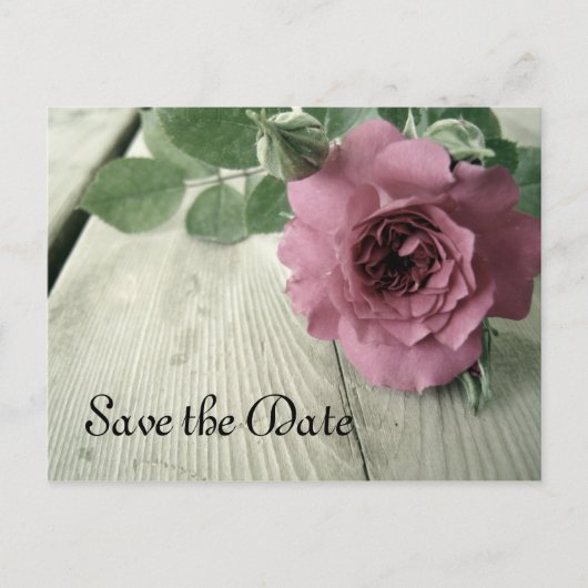 Bewaar de datum Pink Rose Briefkaart (Voorkant)