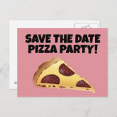 BEWAAR DE DATUM PIZZA PARTY INVITATIONS BRIEFKAART (Voorkant / Achterkant)