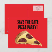 BEWAAR DE DATUM PIZZA PARTY INVITATIONS BRIEFKAART (Voorkant / Achterkant)