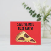 BEWAAR DE DATUM PIZZA PARTY INVITATIONS BRIEFKAART (Staand voorkant)
