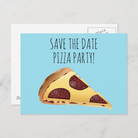BEWAAR DE DATUM PIZZA PARTY INVITATIONS BRIEFKAART (Voorkant / Achterkant)
