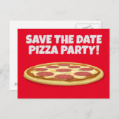 BEWAAR DE DATUM PIZZA PARTY INVITATIONS BRIEFKAART (Voorkant / Achterkant)