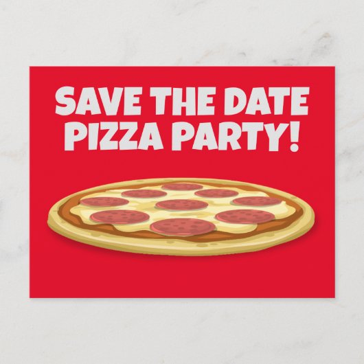 BEWAAR DE DATUM PIZZA PARTY INVITATIONS BRIEFKAART (Voorkant)