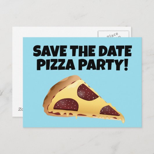 BEWAAR DE DATUM PIZZA PARTY INVITATIONS BRIEFKAART (Voorkant / Achterkant)