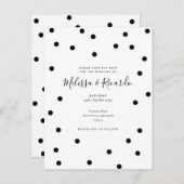 Bewaar de datum polka stippen Elegant zwart en wit Aankondigingskaart (Voorkant / Achterkant)