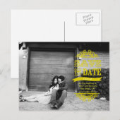 Bewaar de datum Post Kaart Yellow Modern Wedding (Voorkant / Achterkant)