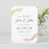 Bewaar de datum Pretty Leaf Huwelijk  Kaart (Staand voorkant)