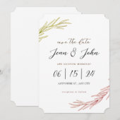 Bewaar de datum Pretty Leaf Huwelijk  Kaart (Voorkant / Achterkant)