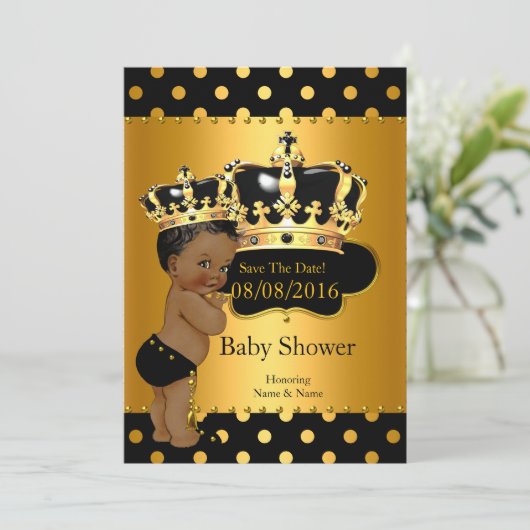 Bewaar de datum Prince Baby shower Etnisch Save The Date (Staand voorkant)