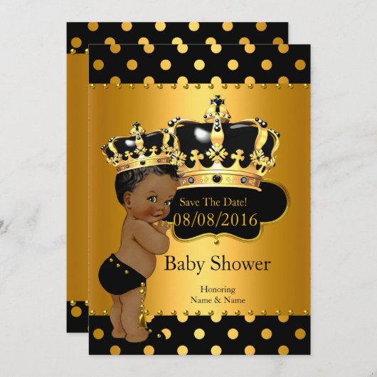 Bewaar de datum Prince Baby shower Etnisch Save The Date (Voorkant / Achterkant)