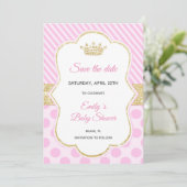Bewaar de datum Princess Glitter Pink Gold Save The Date (Staand voorkant)