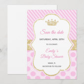 Bewaar de datum Princess Glitter Pink Gold Save The Date (Voorkant / Achterkant)