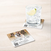 bewaar de datum qr-code koppel foto stijlvol kartonnen onderzetters (Insitu)