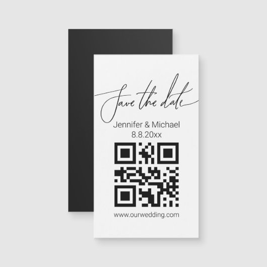 bewaar de datum qr-code simpele trouwmagneet (Voorkant / Achterkant)