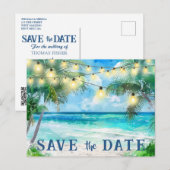 Bewaar de datum QR code Tropical Beach aankondigin Briefkaart (Voorkant / Achterkant)