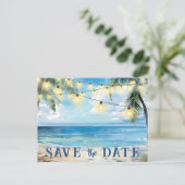 Bewaar de datum QR code Tropical Beach aankondigin Briefkaart (Staand voorkant)