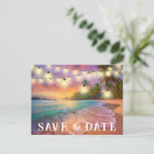 Bewaar de datum QR code Tropical Beach aankondigin Briefkaart (Staand voorkant)