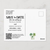 Bewaar de datum QR code Tropical Beach aankondigin Briefkaart (Achterkant)