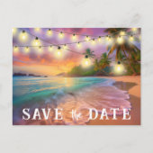 Bewaar de datum QR code Tropical Beach aankondigin Briefkaart (Voorkant)