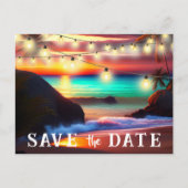 Bewaar de datum QR code Tropical Beach aankondigin Briefkaart (Voorkant)