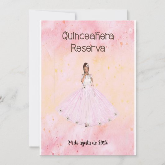 Bewaar de datum Quinceanera in het Spaans Roze Kaart (Voorkant)