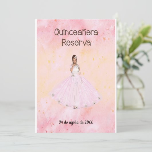 Bewaar de datum Quinceanera in het Spaans Roze Kaart (Staand voorkant)